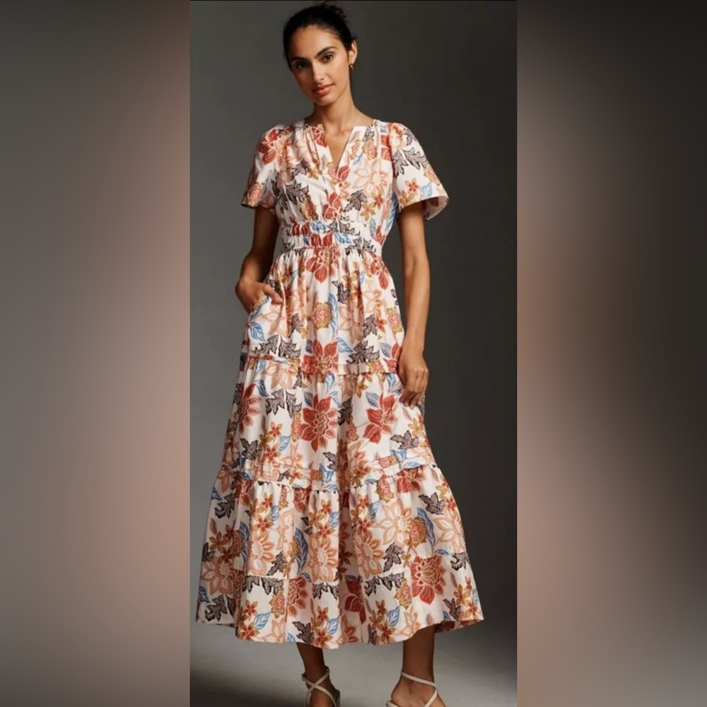 Like new condition Anthropologie The Somerset Maxi Dress Bontanical Motif sz M